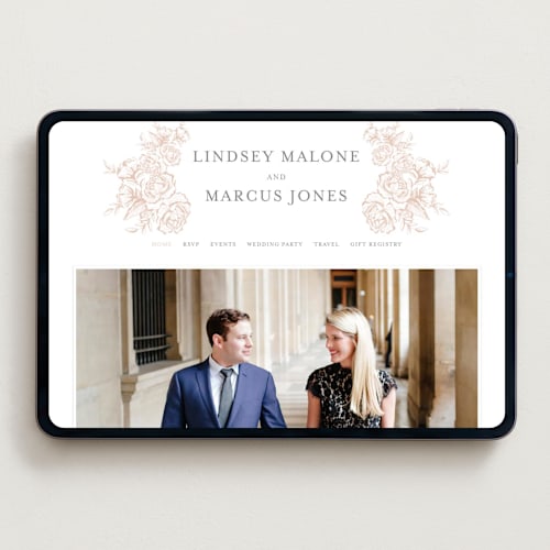 This is a latte wedding websites by Jennifer Postorino called in bloom printing on digital paper in standard