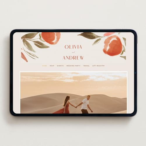 This is a saffron wedding websites by Vera Lim called giardino printing on digital paper in standard