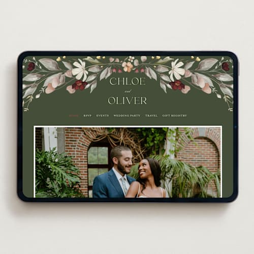 This is a vert wedding websites by Erin Deegan called fleur sauvage printing on digital paper in standard