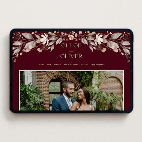 This is a bourgogne wedding websites by Erin Deegan called fleur sauvage printing on digital paper in standard