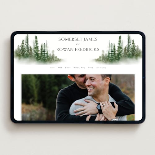 This is a evergreen wedding websites by Melanie Kosuge called somerset printing on digital paper in standard
