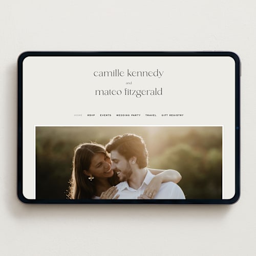 This is a latte wedding websites by Jackie Crawford called modern monogram printing on digital paper in standard
