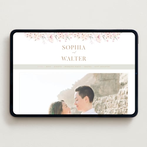 This is a cotton candy wedding websites by Phrosné Barwood called kosmos printing on digital paper in standard