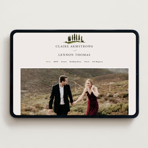 This is a creme wedding websites by Kate Ahn called tuscan hill printing on digital paper in standard