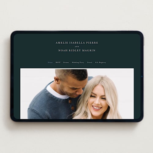 This is a midnight wedding websites by Up Up Creative called centro printing on digital paper in standard