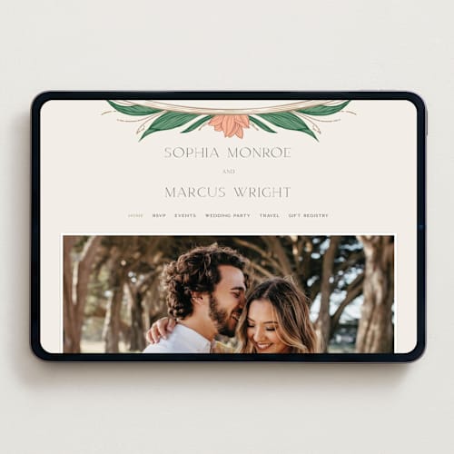 This is a almond wedding websites by GeekInk Design called charming printing on digital paper in standard
