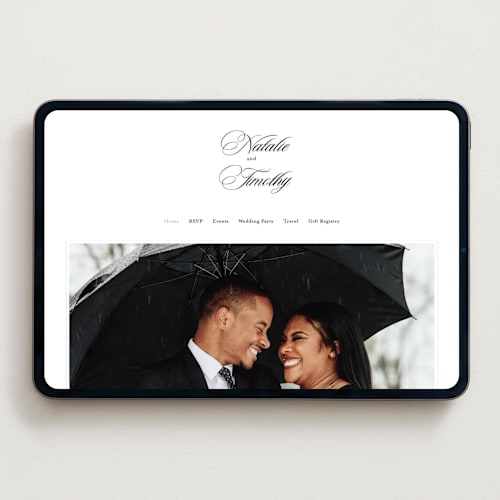 This is a noir wedding websites by Kimberly FitzSimons called sincerity printing on digital paper in standard