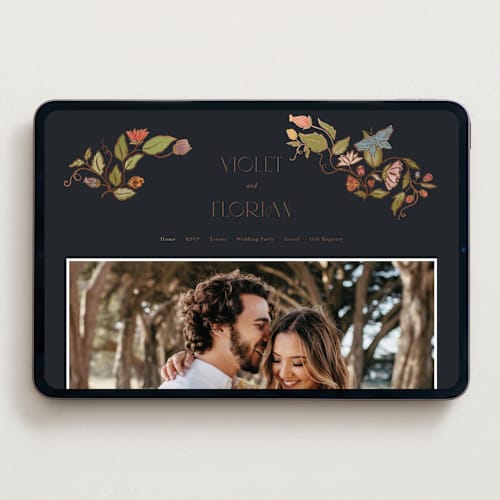 This is a navy wedding websites by Simona Camp called radiant botany printing on digital paper in standard