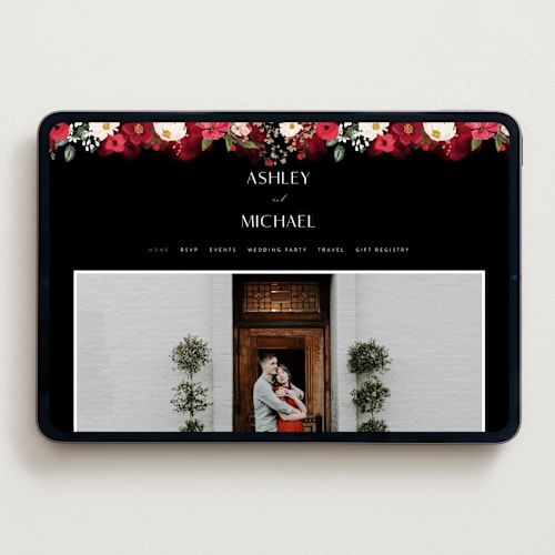 This is a crimson wedding websites by Susan Moyal called layered florals printing on digital paper in standard