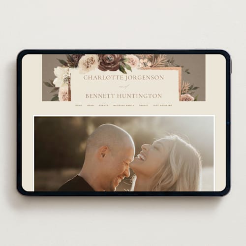 This is a rose wedding websites by Wildfield Paper Co called romantic frame printing on digital paper in standard