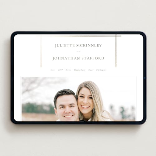 This is a silk wedding websites by Wildfield Paper Co called classic line frame printing on digital paper in standard