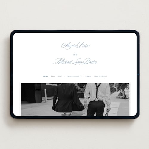 This is a provincial blue wedding websites by Creo Study called stately printing on digital paper in standard