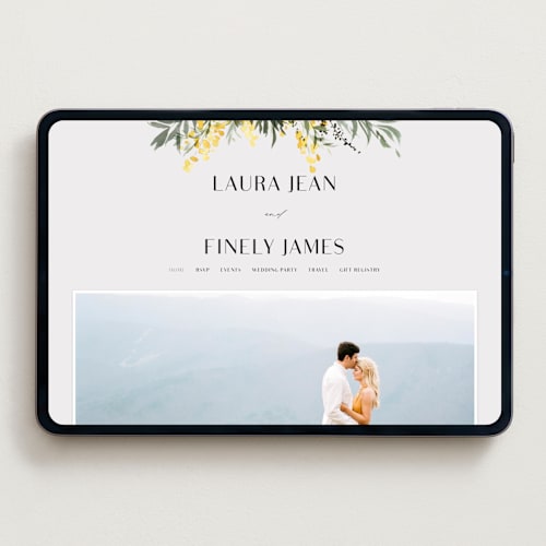 This is a dandelion wedding websites by Everett Paper Goods called mimosa printing on digital paper in standard