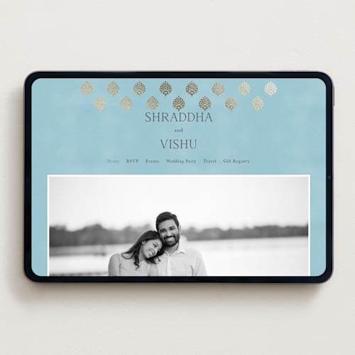 This is a celestial wedding websites by Deynaaz Daraei called shraddha printing on digital paper in standard