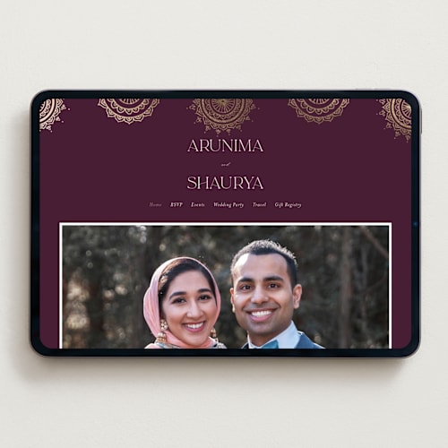 This is a plum wedding websites by Randi Cirelli called arunima printing on digital paper in standard