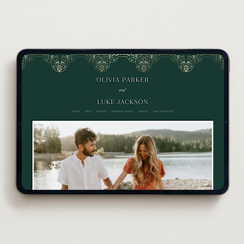 This is a evergreen wedding websites by Alethea and Ruth called illuminated storybook printing on digital paper in standard