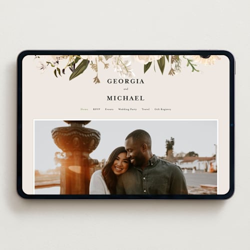 This is a champagne wedding websites by Susan Moyal called harmony printing on digital paper in standard