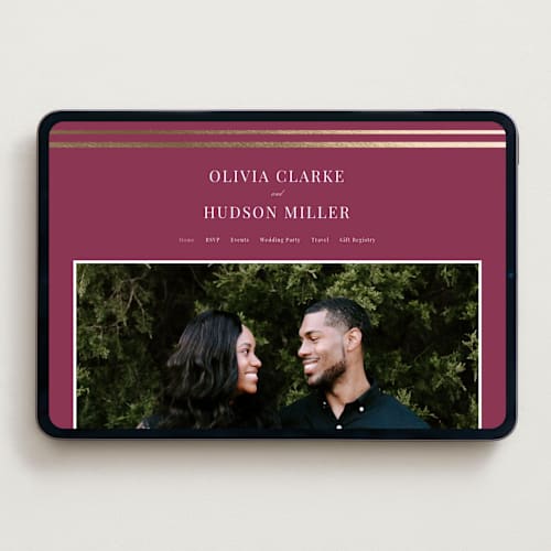 This is a berry wedding websites by Nicole Walsh called classic elegance printing on digital paper in standard