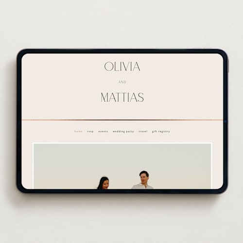 This is a linen wedding websites by Kelly Schmidt called modern corner printing on digital paper in standard