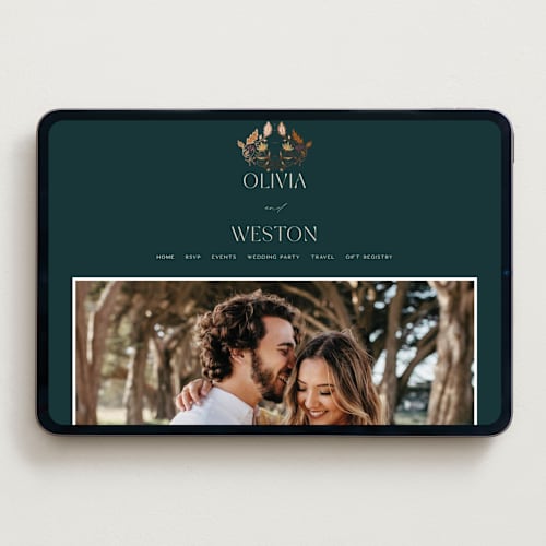 This is a deep sea wedding websites by Erin German called autumnal arch printing on digital paper in standard