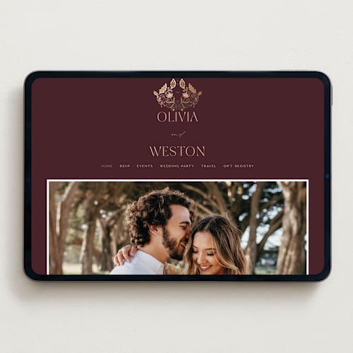 This is a berry wedding websites by Erin German called autumnal arch printing on digital paper in standard