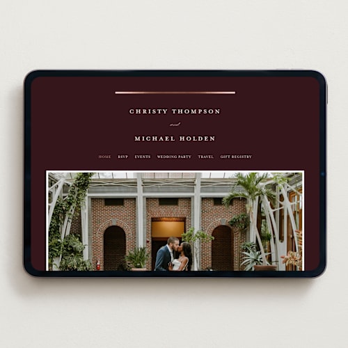 This is a maroon wedding websites by Creo Study called ampersand glam printing on digital paper in standard