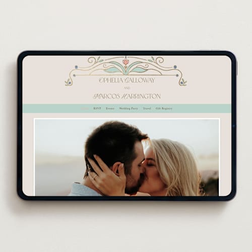 This is a ivory wedding websites by Maria Hilas-Louie called ornate elegance printing on digital paper in standard