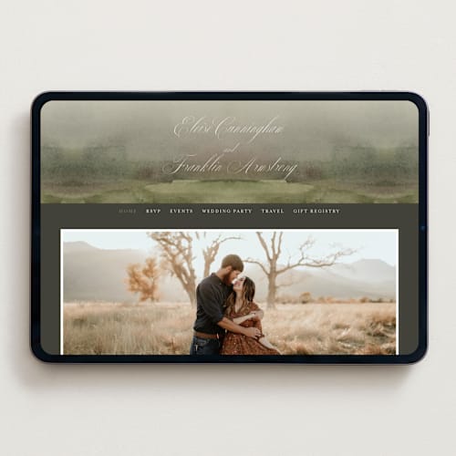 This is a graphite wedding websites by Everett Paper Goods called hillside printing on digital paper in standard