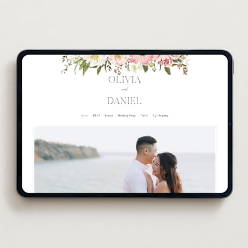 This is a peony wedding websites by Susan Moyal called timeless blooms printing on digital paper in standard