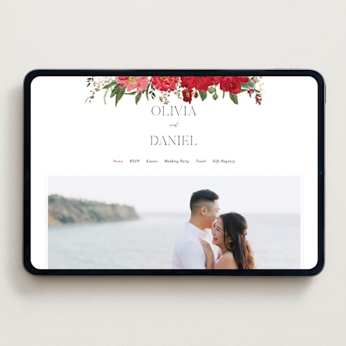 This is a garnet wedding websites by Susan Moyal called timeless blooms printing on digital paper in standard