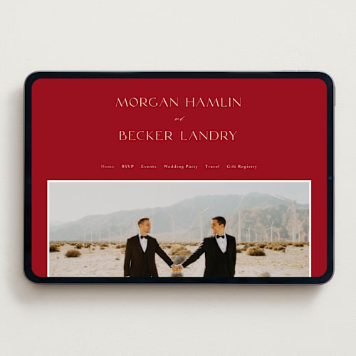 This is a cardinal wedding websites by Kaydi Bishop called postcard printing on digital paper in standard
