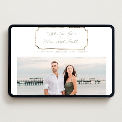 This is a pearl wedding websites by Leah Bisch called monogram in leaves printing on digital paper in standard