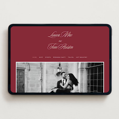 This is a merlot wedding websites by Cindy Reynolds called sophistique printing on digital paper in standard