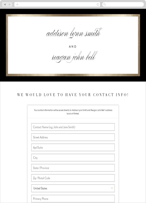 This is a tuxedo digital wedding address collection cards by Julia Hall called elegant type printing on digital paper in standard