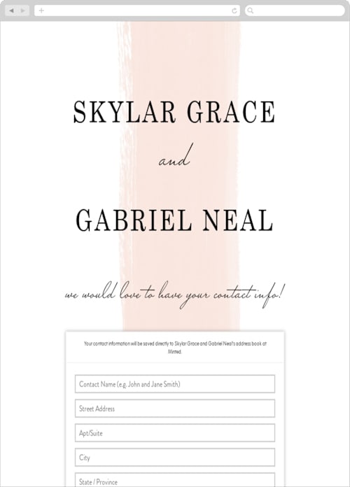This is a blush digital wedding address collection cards by Angela Marzuki called single swath printing on digital paper in standard