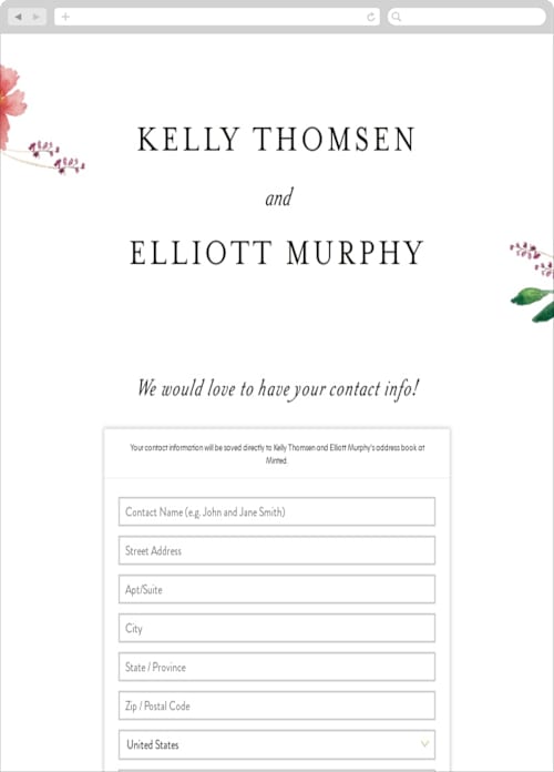 This is a pink floral digital wedding address collection cards by Mere Paper called spring wildflowers printing on digital paper in standard
