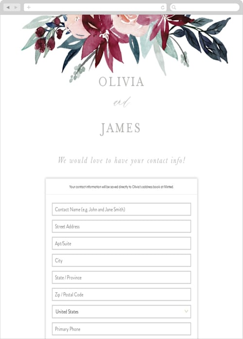 This is a burgundy digital wedding address collection cards by Creo Study called garden stroll printing on digital paper in standard