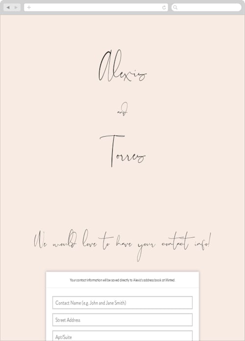 This is a blush digital wedding address collection cards by Jennifer Wick called just the two of us printing on digital paper in standard