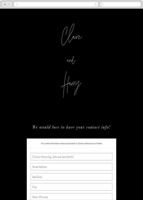 This is a ink digital wedding address collection cards by Ana Sharpe called gotham printing on digital paper in standard