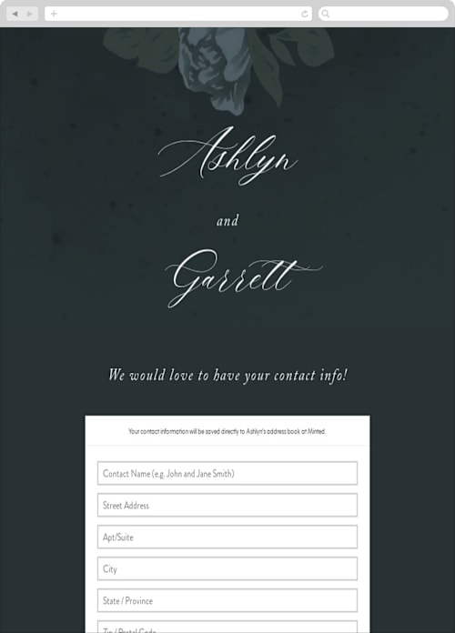 This is a deep sea digital wedding address collection cards by Jill Means called peaceful garden printing on digital paper in standard
