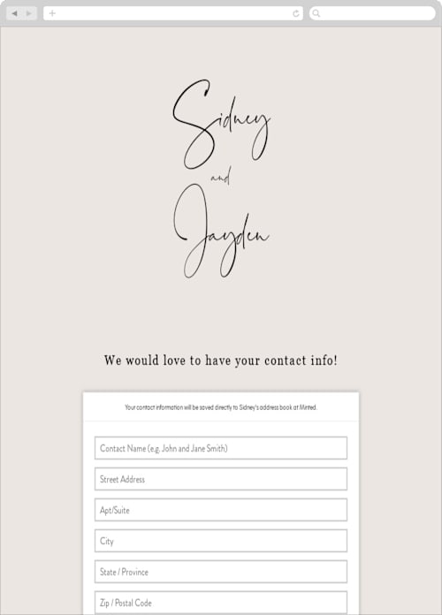 This is a ivory digital wedding address collection cards by Cass Loh called stylist script printing on digital paper in standard