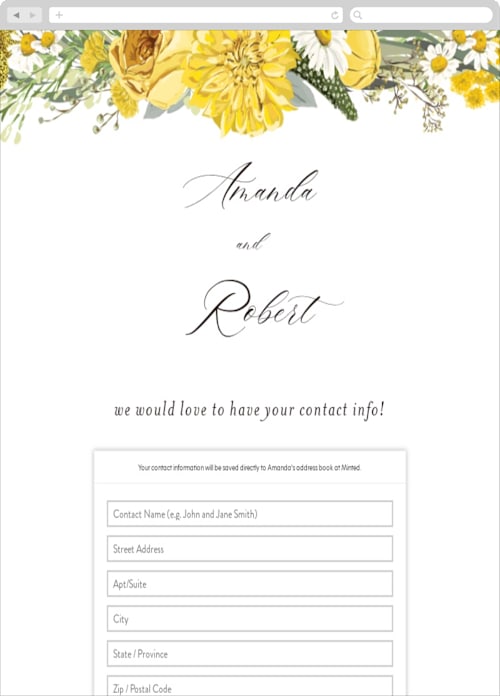 This is a honey digital wedding address collection cards by Susan Moyal called organic florals printing on digital paper in standard