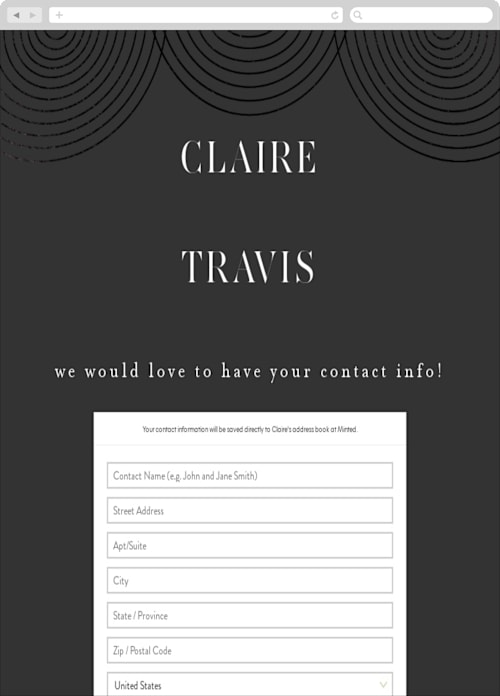 This is a onyx digital wedding address collection cards by Monika Torun called interlocking printing on digital paper in standard