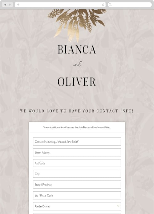 This is a stone digital wedding address collection cards by Iveta Angelova called winter bouquet printing on digital paper in standard