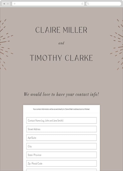This is a fawn digital wedding address collection cards by Nazia Hyder called minimalist deco printing on digital paper in standard