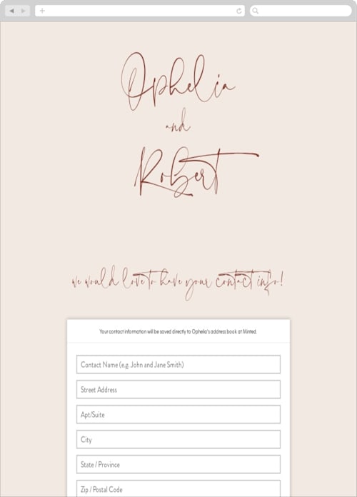 This is a rose digital wedding address collection cards by Hooray Creative called millennial printing on digital paper in standard