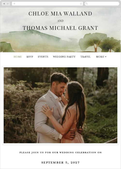 Emerald color: Wedding Website