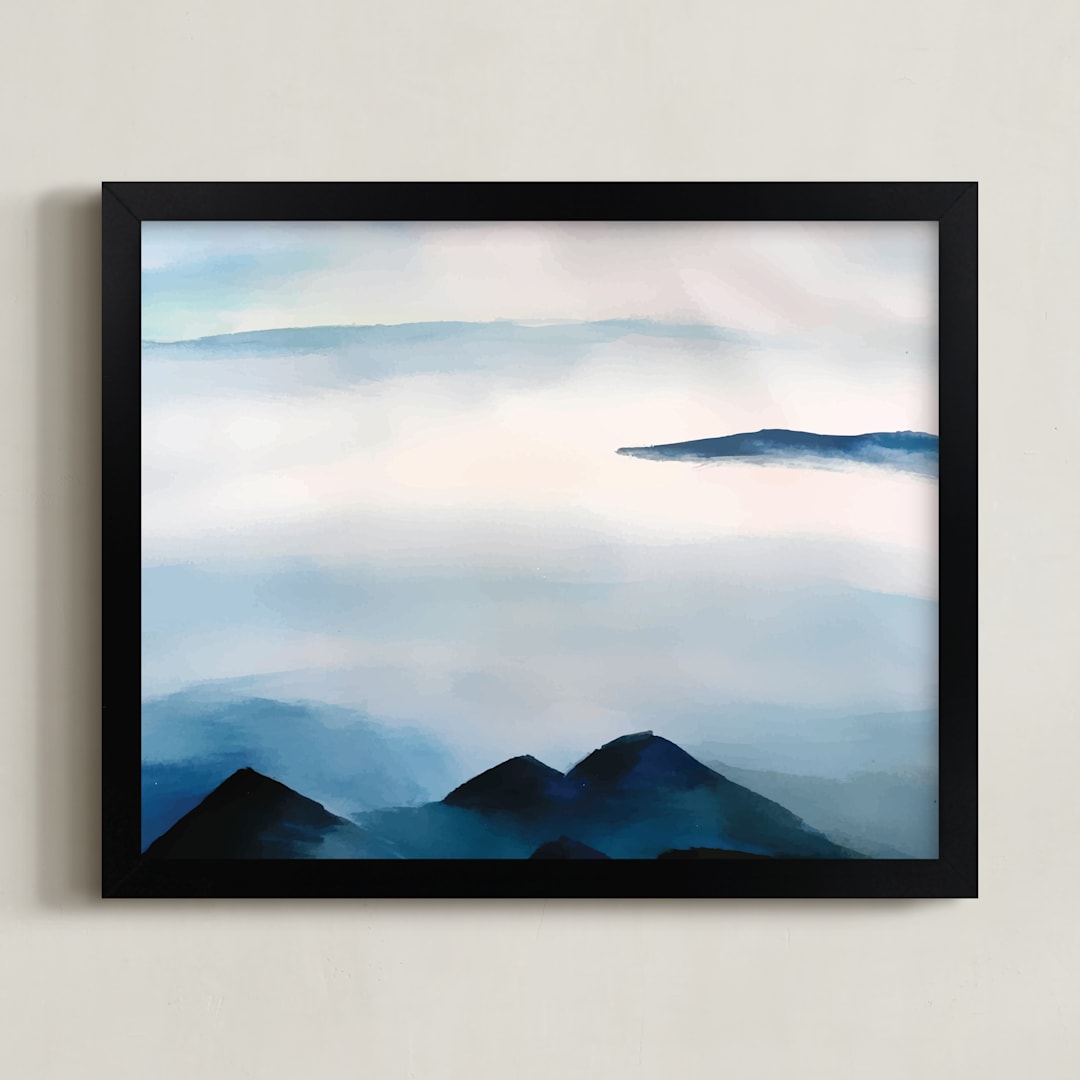 "Pristine Snowscape" - Art Print in Saphire by Roopali - Framed