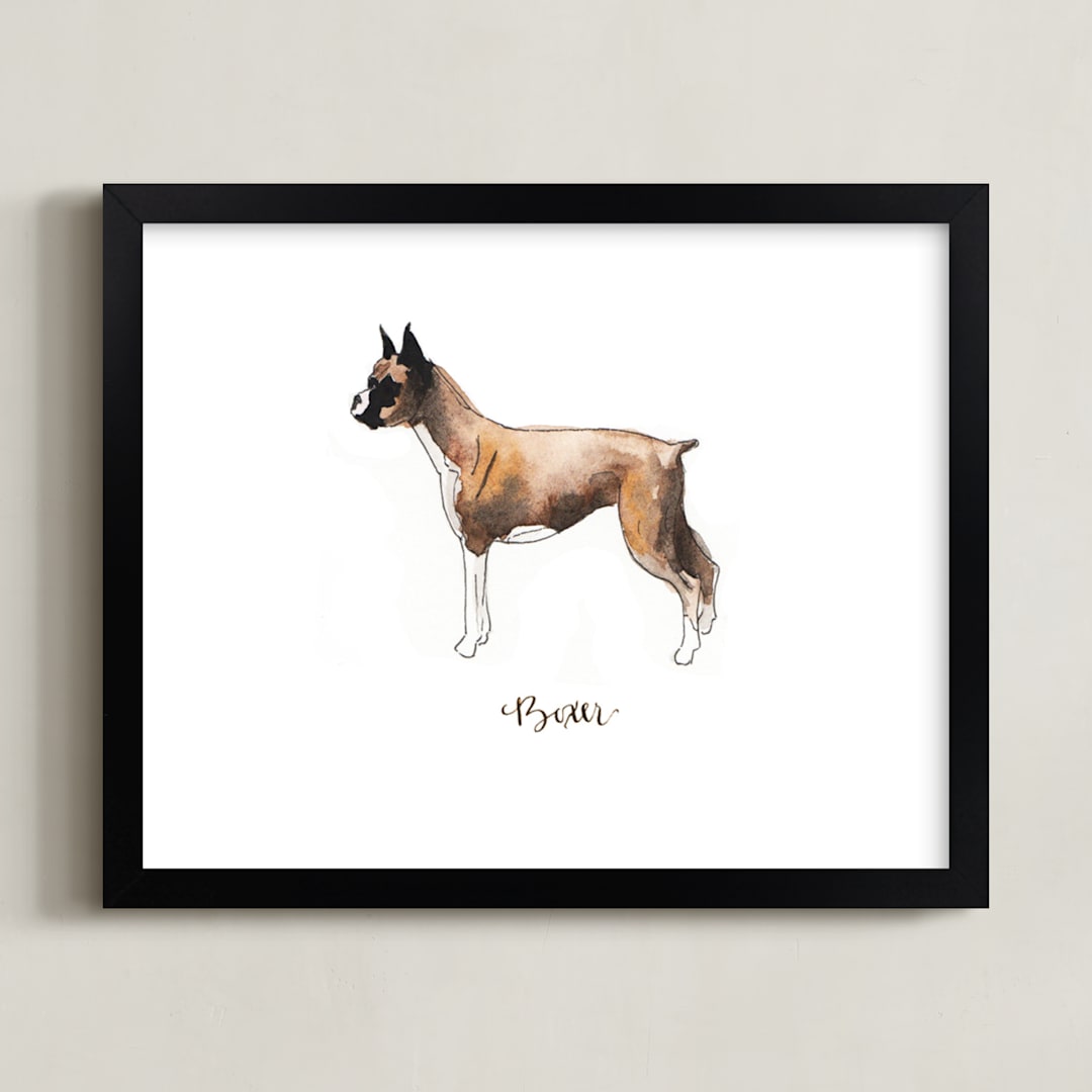 "Boxer" - Art Print in Brown by Megan Kelso - Framed