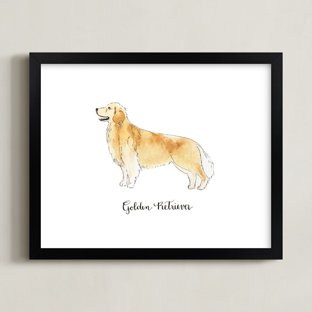 "Golden Retriever" - Art Print in Golden by Megan Kelso - Framed
